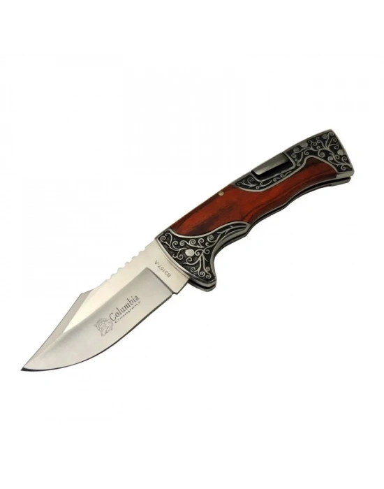 ÇOK SATAN B3157a İşlemeli Kamp Çakı 22 Cm - Gül Ağacı Saplı, Manuel Açılma