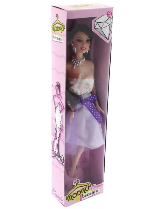 ÇOK SATAN Bambi Beyaz Elbiseli Moda Bebek
