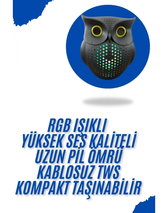 ÇOK SATAN Baykuş Görünümlü Işıklı Bluetooth Speaker Bluetooth Hoparlör