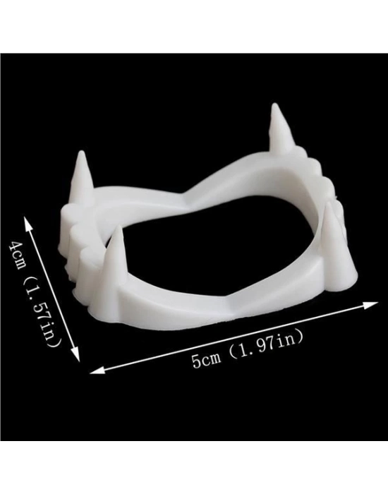 ÇOK SATAN Beyaz Renk Çift Damak Takma Vampir Dişi
