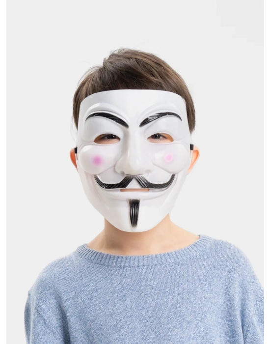 ÇOK SATAN Beyaz Renk Pembe Yanaklı İthal V For Vendetta Maskesi