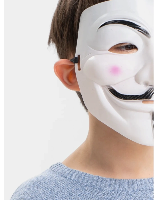 ÇOK SATAN Beyaz Renk Pembe Yanaklı İthal V For Vendetta Maskesi