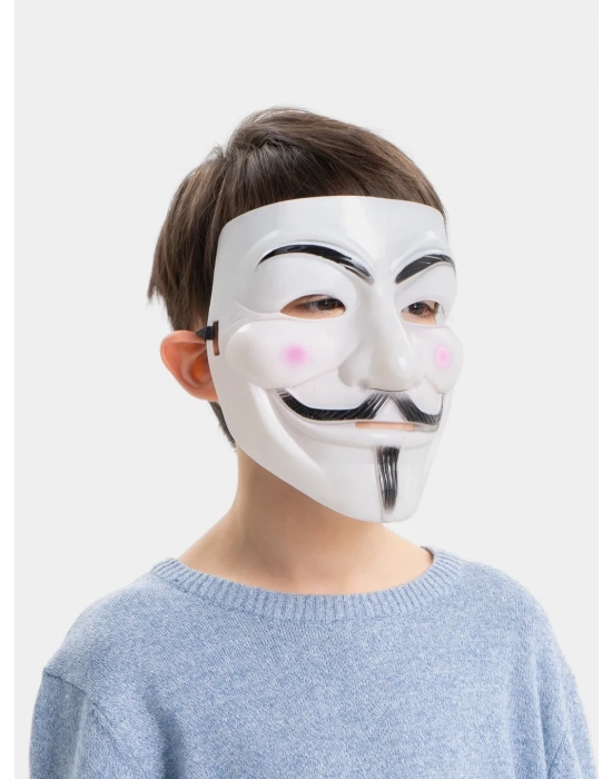 ÇOK SATAN Beyaz Renk Pembe Yanaklı İthal V For Vendetta Maskesi