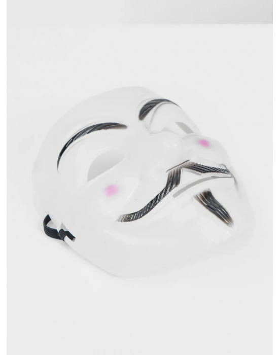 ÇOK SATAN Beyaz Renk Pembe Yanaklı İthal V For Vendetta Maskesi