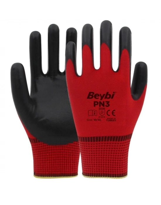 ® Beybi PN3 Nitril Kırmızı İş Eldiveni No:9