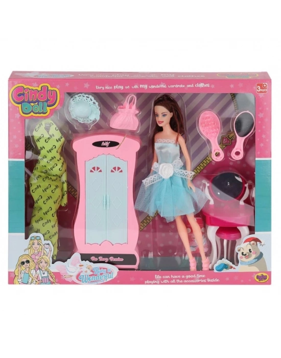 ® 02453 Cindy Doll Dolaplı Makyaj Masalı Bebek -Oydaş Oyuncak