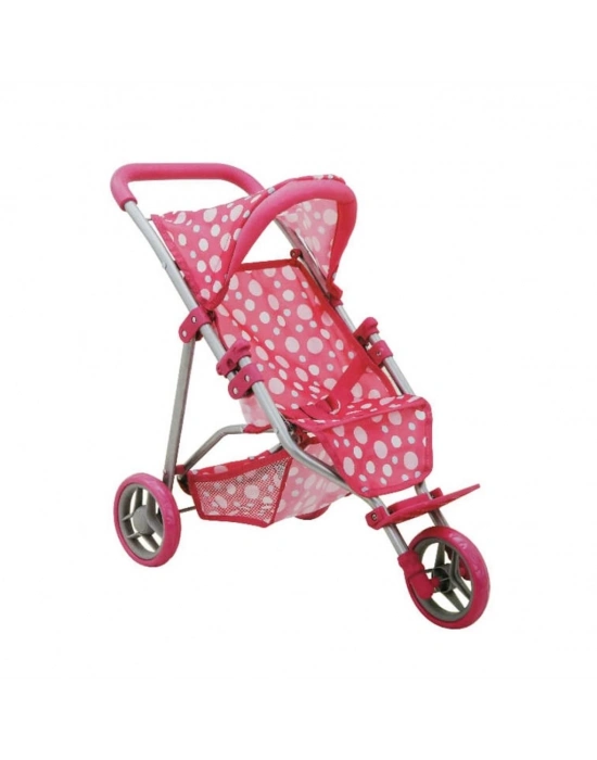 ® 0663 Puantiye Desenli, 3 Tekerlekli ve Tenteli Oyuncak Puset -