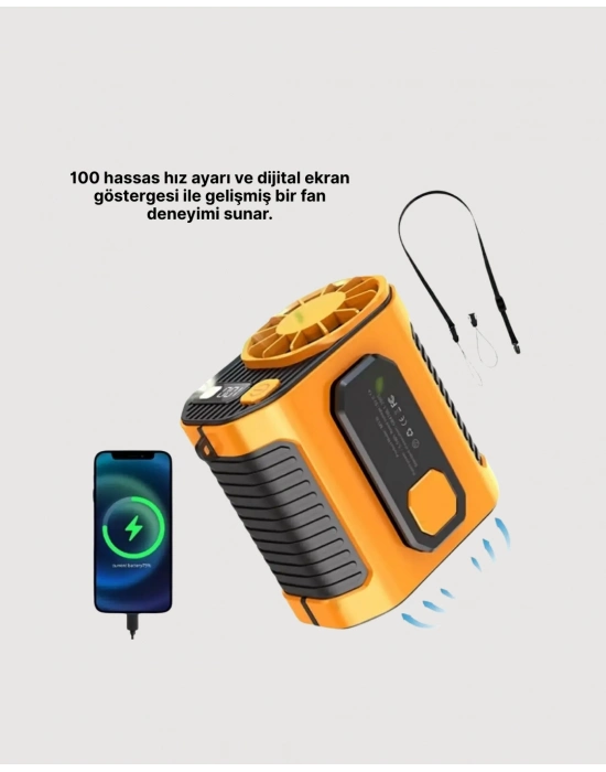 ® 100 Kademeli Hız Ayarlı Taşınabilir Bel ve Boyun Fanı