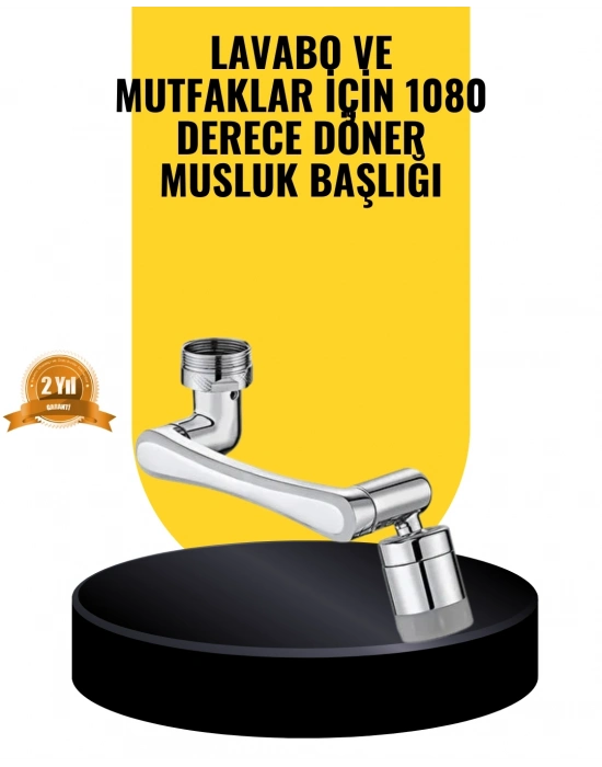 ® 1080° Dönebilen Musluk Başlığı 2 Su Modlu Ayarlanabilir Esnek Tasarım