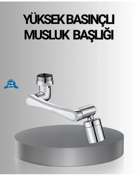 ® 1080° Dönebilen Musluk Başlığı Robotik Kol Havalandırıcı Çok Yönlü Su Yönlendirme