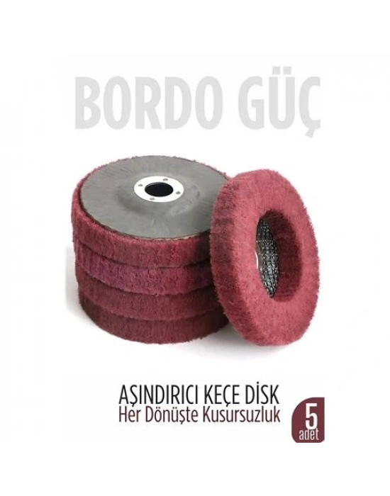 ® 11 cm Endüstriyel Aşındırıcı Keçe Disk – 22 mm İç Çaplı Zımpara Fırçası 5 adet