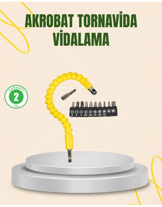 ® 12 Parça Akrobat Vidalama Uç Seti Esnek Dar Alan Kullanım