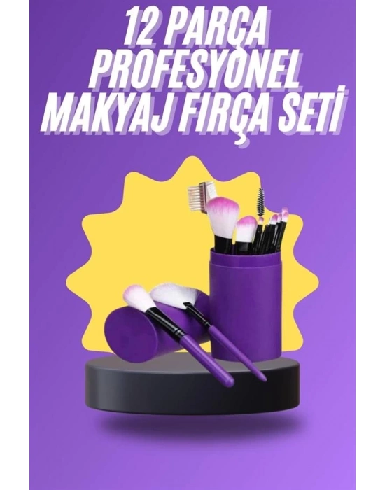 ® 12 Parça Makyaj Fırça Seti Profesyonel Fondöten Allık Far Kontür Fırçası