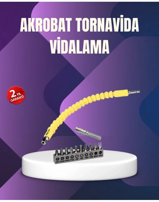 ® 12 Parça Vidalama Uç Seti Akrobat Tasarım Dayanıklı Metal