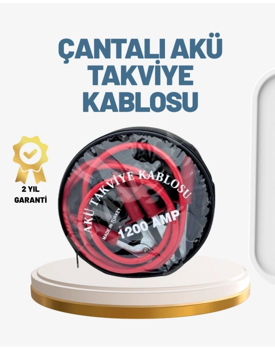 ® 1200A Güçlü Akü Takviye Kablosu 2m Büyük Maşalı Acil Yardım