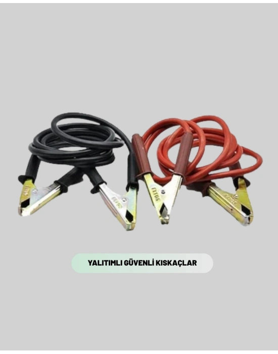 ® 1200A Güçlü Akü Takviye Kablosu 2m Büyük Maşalı Acil Yardım