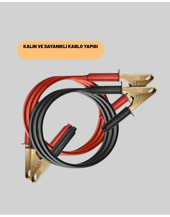® 1200A Güçlü Akü Takviye Kablosu 2m Büyük Maşalı Acil Yardım