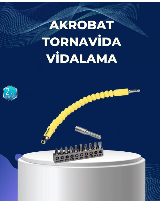 ® 12’li Akrobat Bits Vidalama Seti Esnek Uç Çok Yönlü Kullanım
