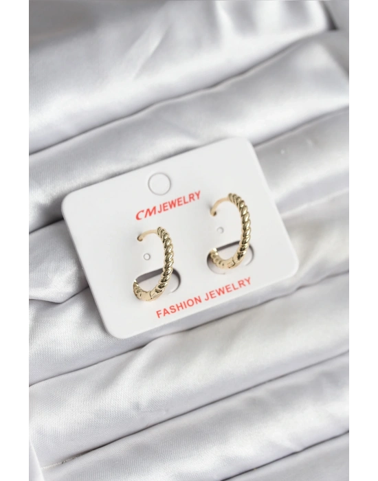 ® 14K Gold Renk Kaplama Burgu Halka CM Kadın Küpe