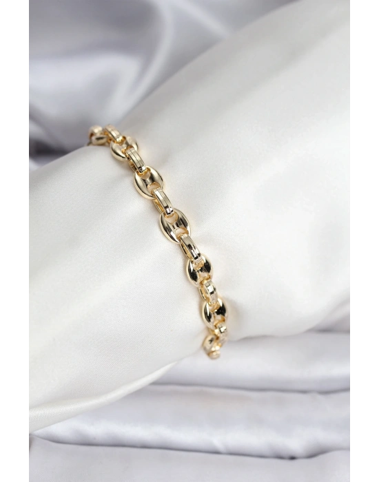 ® 14K Gold Renk Kaplama Kahve Çekirdeği Model CM Kadın Bileklik