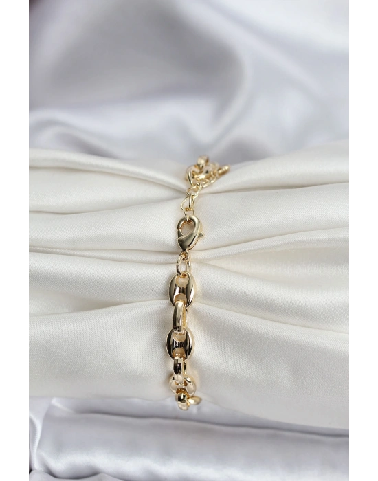 ® 14K Gold Renk Kaplama Kahve Çekirdeği Model CM Kadın Bileklik