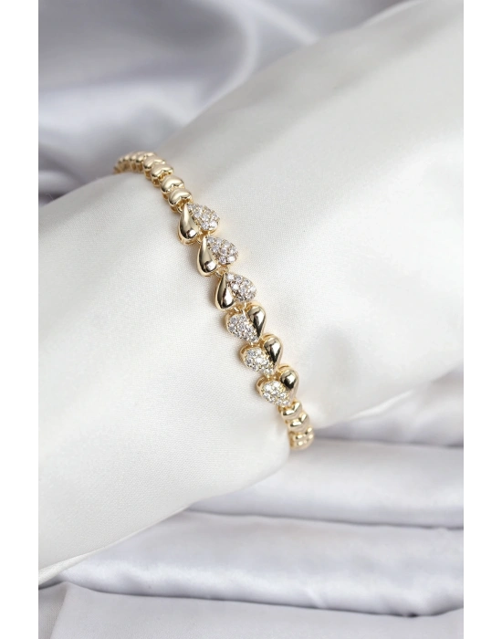 ® 14K Gold Renk Kaplama Kalp Model CM Kadın Bileklik