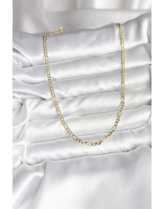 ® 14K Gold Renk Kaplama Kuşgözü Zincir Model Pirinç CM Kadın Kolye