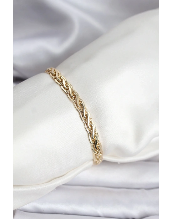 ® 14K Gold Renk Kaplama Lazer Zincir Model CM Kadın Bileklik