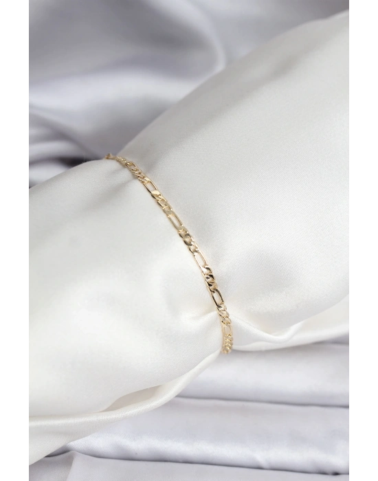 ® 14K Gold Renk Kaplama Minimal Zincir Model CM Kadın Bileklik