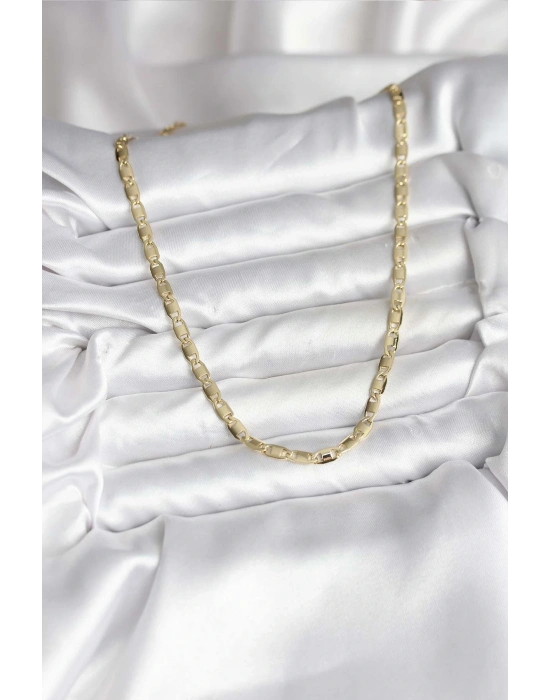 ® 14K Gold Renk Kaplama Plaka Ezme Model Zincirli CM Kadın Kolye