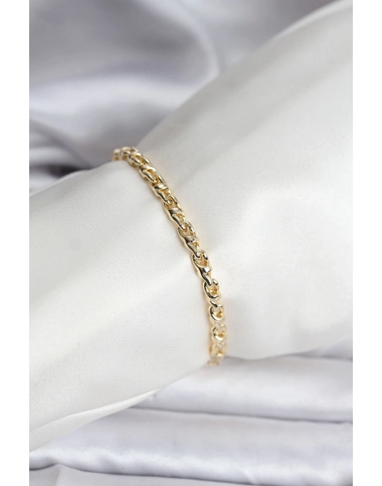 ® 14K Gold Renk Kaplama Zincir Model Kadın CM Bileklik