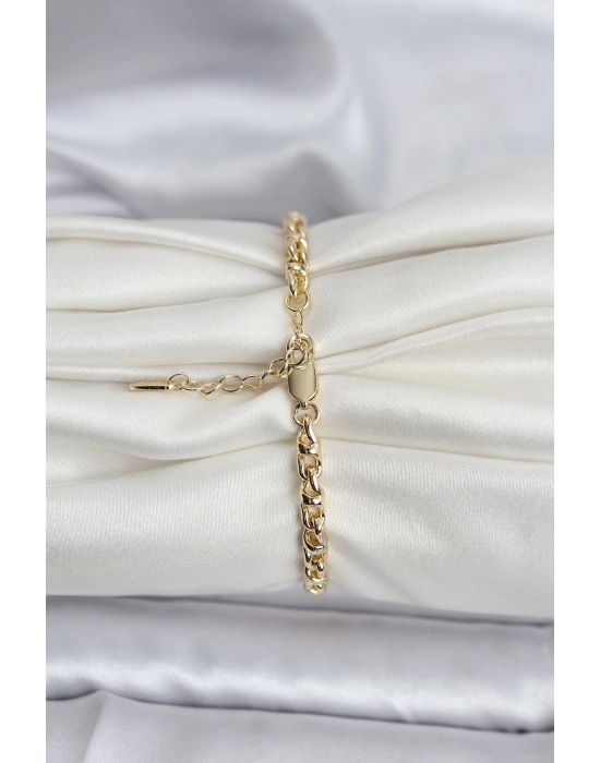 ® 14K Gold Renk Kaplama Zincir Model Kadın CM Bileklik