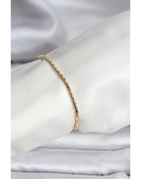 ® 14K Gold Renk Kaplama Zincirli Model CM Kadın Bileklik