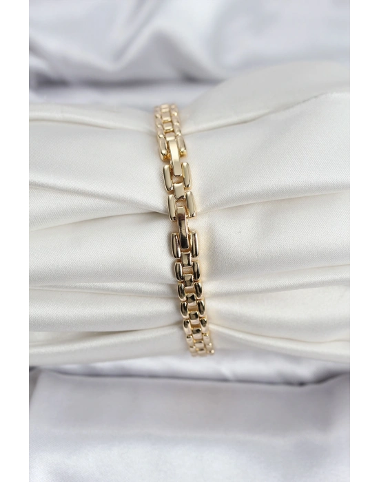 ® 14K Gold Renk Kaplama Zirkon Kare Taşlı CM Kadın Bileklik