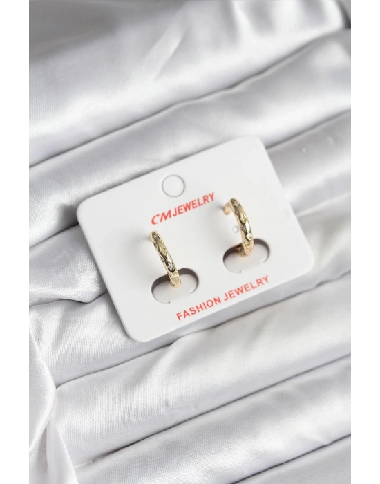 ® 14K Gold Renk Kaplama Zirkon Taşlı Halka Model CM Kadın Küpe