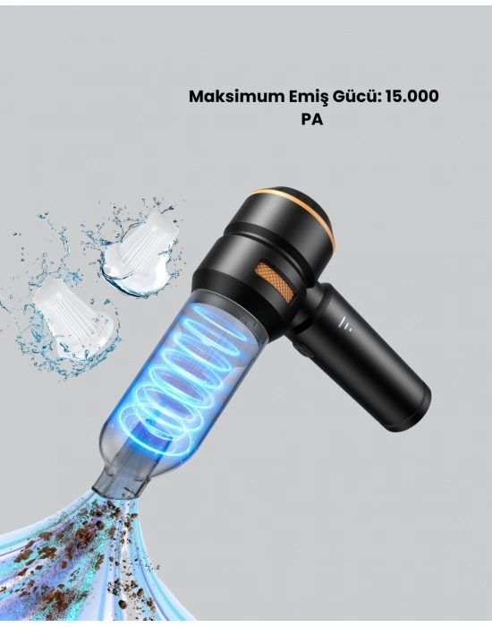® 15000 PA Emiş Gücü ve Hava Üfleme Özellikli Şarjlı Süpürge