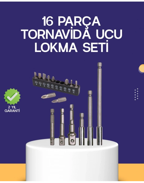 ® 16 Parça Bits ve Adaptör Seti Vidalama Tamir Bakım Seti