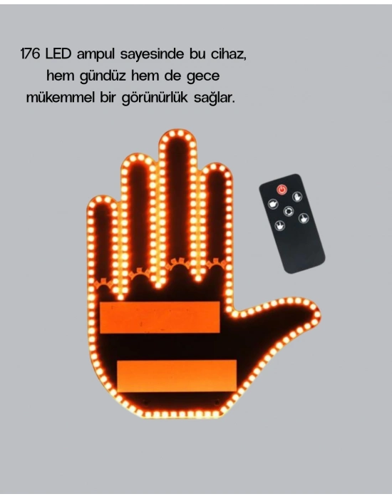 176 LED’li Amber Trafik Uyumlu Sinyal Işığı – El Hareketiyle Kontrol