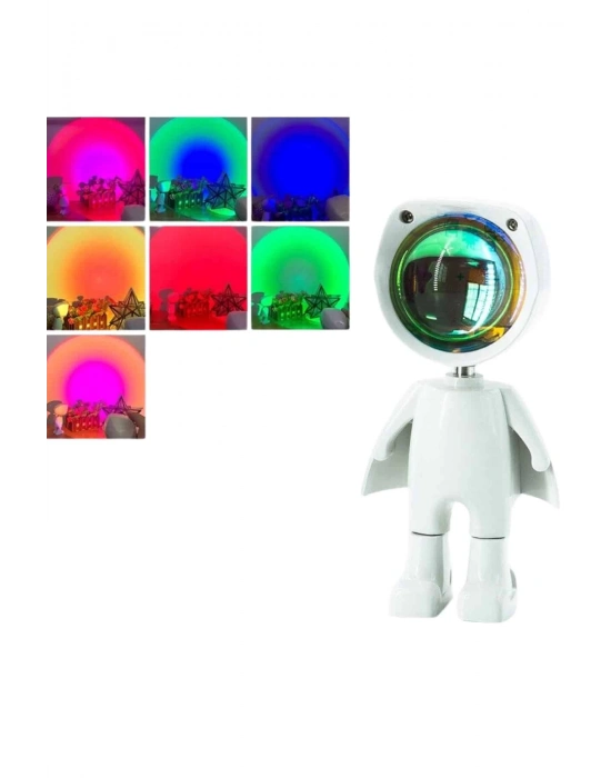 ® 180 Derece Dönebilen Astronot Masa ve Gece Lambası Projektör