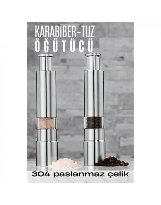 ® 2li Karabiber Tuz Öğütücü Profesyonel 304 Paslanmaz Çelik Manuel Baharat Değirmeni