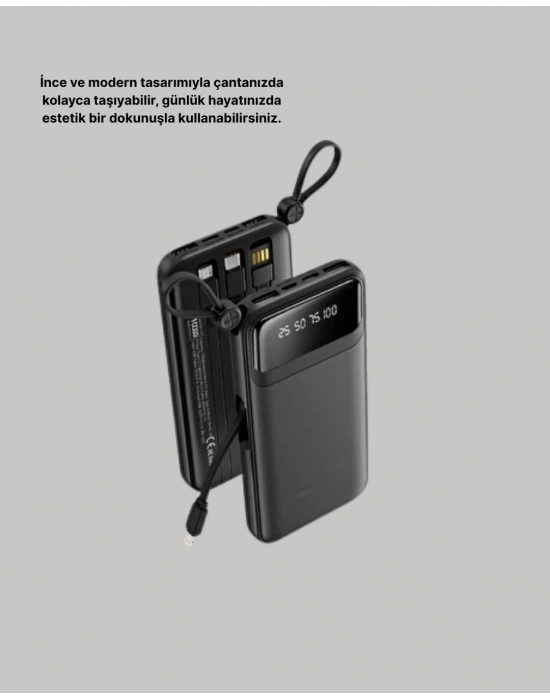 ® 20.000 mAh 4 Çıkışlı LED Göstergeli Hızlı Şarj Powerbank