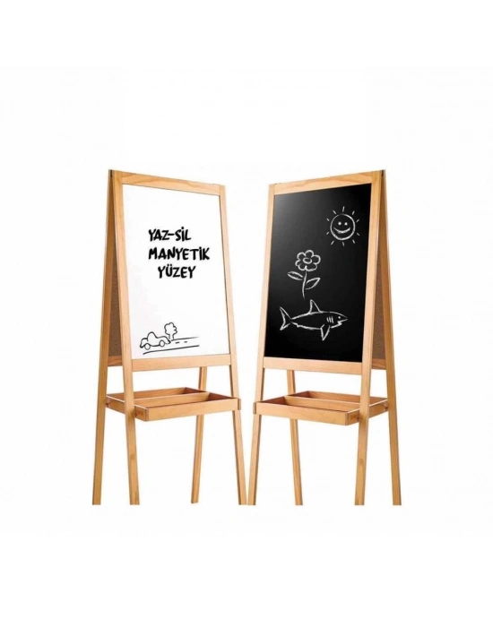 ® 2195 AYAKLI ÇİFT TARAFLI MANYETİK AHŞAP YAZI TAHTASI