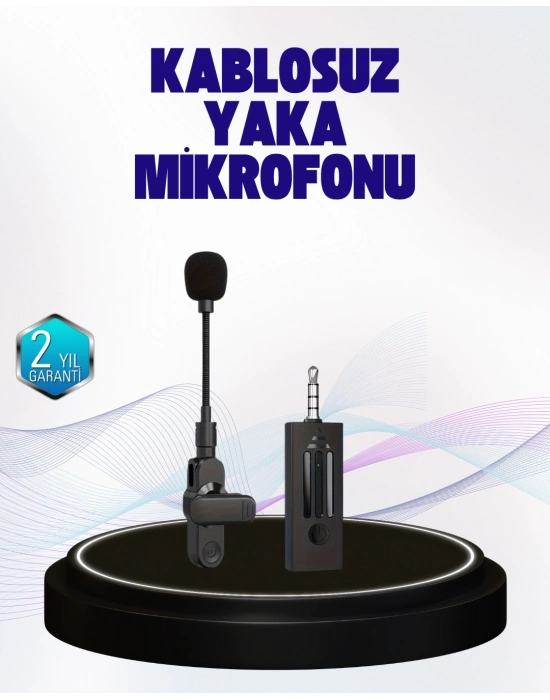 ® 2.4 GHz Kablosuz Yaka Mikrofonu – 60 Metre Menzil, Gürültü Azaltma, Type-C Şarjlı