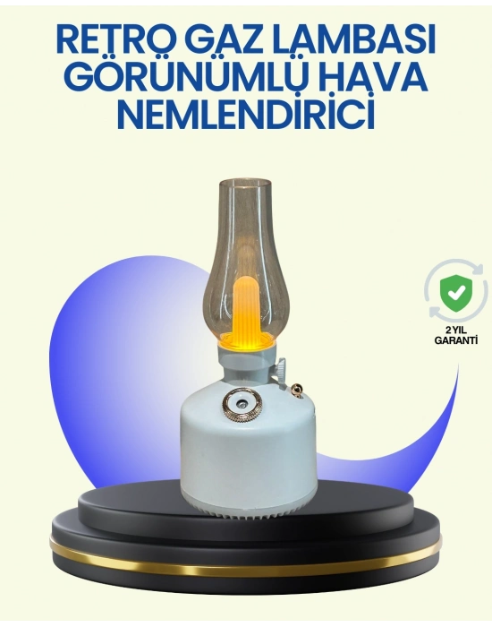 ® 280 ml Tanklı Retro Gaz Lambası Difüzör USB Şarjlı Hava Nemlendirici
