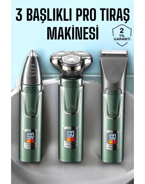 ® 3 Başlıklı Profesyonel Saç ve Sakal Bakım Seti Vücut, Burun ve Kulak Tüy Alma