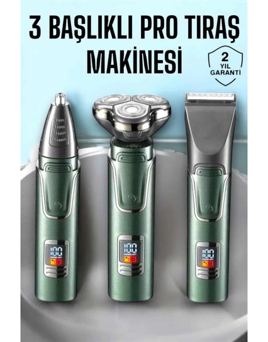 ® 3 Başlıklı Profesyonel Saç ve Sakal Bakım Seti Vücut, Burun ve Kulak Tüy Alma