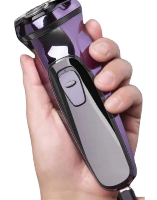 ® 3 Bıçaklı Döner Başlıklı Sakal Sıfır Alma Tıraş Makinesi Profesyonel Paslanmaz Çelik