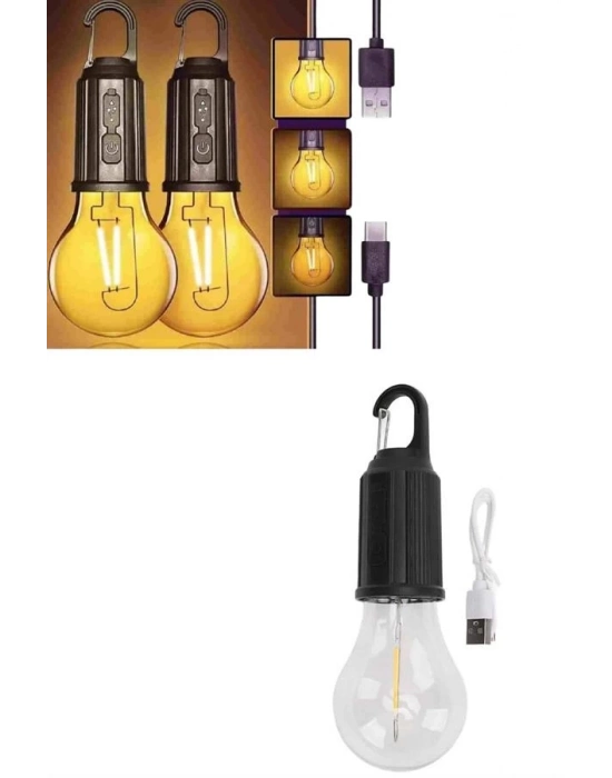 ® 3 Farklı Mod LEDli Şarjlı Asma Kancalı Kamp Lambası Taşınabilir Ampul