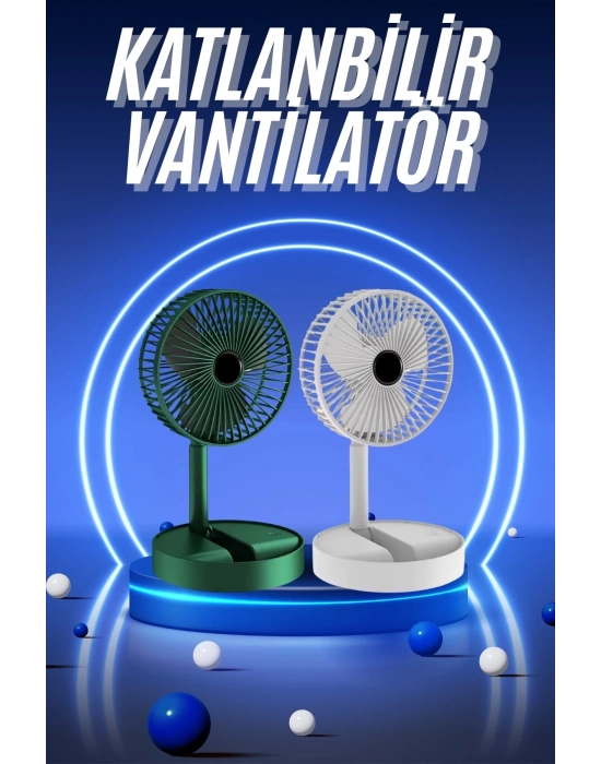 ® 3 Kademe Hız Ayarlı Vantilatör Telefon Standlı Şarjlı Katlanabilir Soğutucu Pervane