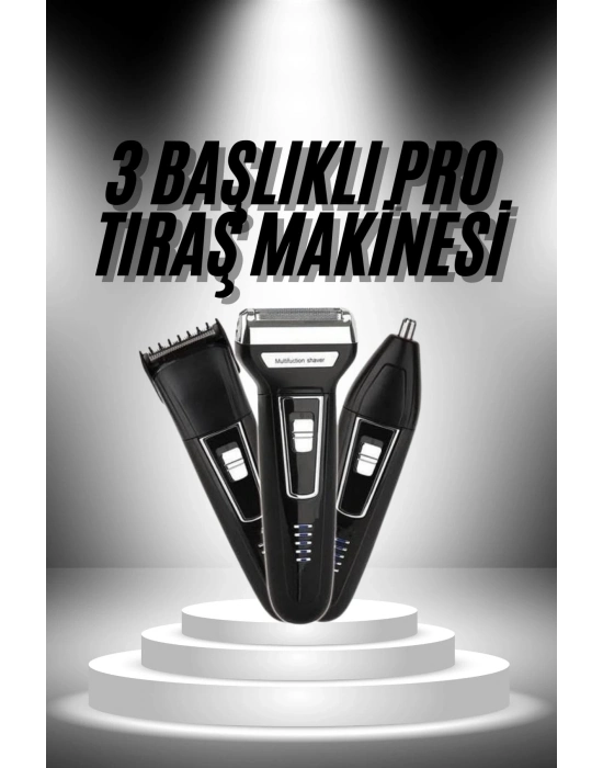® 3lü Set Saç Sakal Kesme Traş Makinesi Burun Kılı Alma Tıraş Makinesi
